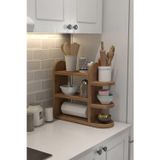Reyo Home Modern Peçetelikli Baharatlık Mutfak Rafı Atlantik Çam