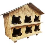 Reyo Kedi Evi Dış Ortam Uygun Ahşap Kedi Evi Osb 100 x 95 x 50 cm - CAT27 - Ahşap Rengi - #