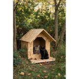 Reyo Kedi Evi Dış Ortam Uygun Ahşap Kedi Evi Osb 45 x 40 x 40 CM CAT20 acik-kahverengi