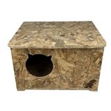 Reyo Kedi Evi Dış Ortam Uygun Ahşap Kedi Evi OSB 50x35x30 cm