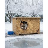 Reyo Kedi Evi Dış Ortam Uygun Ahşap Kedi Evi OSB 50x45x34 cm - CAT13