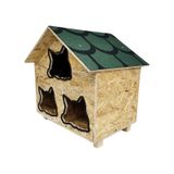 Reyo Kedi Evi Dış Ortam Uygun Ahşap Kedi Evi Osb 58 x 58 x 40 CM CAT28 acik-kahverengi