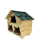 Reyo Kedi Evi Dış Ortam Uygun Ahşap Kedi Evi Osb 58X58X40 cm - CAT28