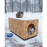 Reyo Kedi Evi Dış Ortam Uygun Ahşap Kedi Evi OSB 60x40x40 cm - CAT44