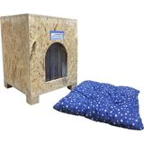 Reyo Kedi Evi Dış Ortam Uygun Ahşap Kedi Evi OSB Minderli 40x37x34 cm