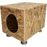 Reyo Kedi Evi Dış Ortam Uygun Ahşap Kedi Evi Osb Plastik Ayak 40X40x30 Cm - Cat15