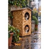 Reyo Melada Kedi Evi Dış Ortam Uygun Ahşap Kedi Evi Dublex OSB 66x39x32 cm - CAT10