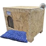 Reyo Melada Kedi Evi Dış Ortam Uygun Ahşap Kedi Evi Osb Minderli 61 x 41 x 36 cm - CAT49M - Ahşap Rengi