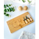 Reyo Mien Bambu 4 Parça Peynir Sunum Tahtası Seti, Paslanmaz Çelik Aksesuar, Modern Stil, Dikdörtgen, Kahvaltı Servisi için