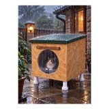 Reyo Narım 40x40x40 cm Ahşap Kedi Evi ve Kedi Yuvası – Büyük Kediler İçin, 1 Kedilik Hazır Kurulu