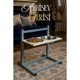 Reyo OK-AY Store Aybisev Büyük ve Orta Boy Köpekler İçin Ayarlanabilir 3 Yükseklikli Paslanmaz Çelik Mama ve Su Kabı Standı Gri-Beyaz
