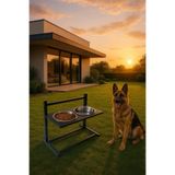 Reyo OK-AY Store Aybisev XL Ayarlanabilir Köpek Mama Su Kabı Standı Büyük Irklar İçin Metal Stand Siyah