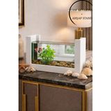 Reyo OK-AY Store Beta Balığı İçin Ahşap Mini Akvaryum Modern Doğal Minimal Tasarım Akvaryum Beyaz