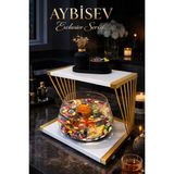 Reyo OK-AY Store Exclusive Modern Fanus Işıklı Beta Akvaryum ve Fanus Gold-Beyaz