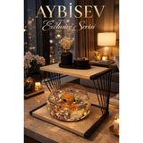 Reyo OK-AY Store Exclusive Modern Fanus Işıklı Beta Akvaryum ve Fanus Siyah-Ceviz