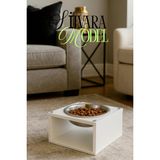 Reyo OK-AY Store Silvara Modern Ahşap Kedi ve Köpek Mama Standı Mama ve Su Kabı Beyaz