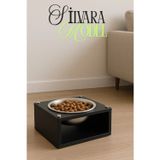 Reyo OK-AY Store Silvara Modern Ahşap Kedi ve Köpek Mama Standı Mama ve Su Kabı Siyah