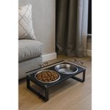 Reyo OK-AY Store Zorvia Paslanmaz Çelik Kedi Köpek Mama ve Su Kabı Standı,%10 Eğimli, Ergonomik, Yükseltilmiş Sağlıklı Beslenme, Siyah-Siyah