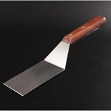 Reyo Paslanmaz Çelik Profesyonel Barbekü Izgara Spatulası 35 cm - Ahşap Saplı - Gri