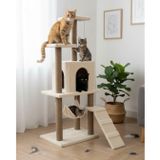 Reyo Pet B-07 Hamaklı Yuvalı Lüks Kedi Tırmalama Oyun Evi Beyaz