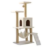 Reyo Pet B-07 Hamaklı Yuvalı Lüx Kedi Tırmalama Oyun Evi Beyaz