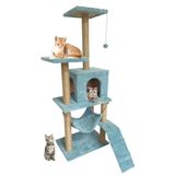 Reyo Pet B-07 Hamaklı Yuvalı Lüx Kedi Tırmalama Oyun Evi Turkuaz