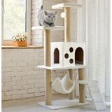 Reyo Pet B-10 Hamaklı Yuvalı Lüx Kedi Tırmalama Oyun Evi Beyaz
