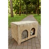 Reyo Pet Osb Ahşap Kedi Evi Çift Bölmeli, Dış Mekan Kullanıma Uygun 61X41X36 cm