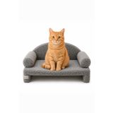 Reyo Pet Peluş Kedi Koltuğu, Kanepesi, Yatağı, Evcil Hayvan Dinlenme Koltuğu, Rahat Kedi Sofa Yatağı, 45x33x25 cm Açık Gri