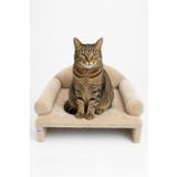 Reyo Pet Peluş Kedi Koltuğu, Kanepesi, Yatağı, Evcil Hayvan Dinlenme Koltuğu, Rahat Kedi Sofa Yatağı, 45x33x25 cm Bej