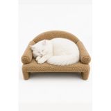 Reyo Pet Peluş Kedi Koltuğu, Kanepesi, Yatağı, Evcil Hayvan Dinlenme Koltuğu, Rahat Kedi Sofa Yatağı, 45x33x25 cm Kahve