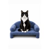 Reyo Pet Peluş Kedi Koltuğu, Kanepesi, Yatağı, Evcil Hayvan Dinlenme Koltuğu, Rahat Kedi Sofa Yatağı, 45x33x25 cm Lacivert