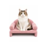 Reyo Pet Peluş Kedi Koltuğu, Kanepesi, Yatağı, Evcil Hayvan Dinlenme Koltuğu, Rahat Kedi Sofa Yatağı, 45X33X25 cm Pembe