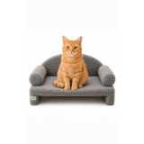 Reyo Pet Peluş Kedi Koltuğu, Kedi Kanepesi, Kedi Yatağı, Evcil Hayvan Dinlenme Koltuğu, Rahat Kedi Sofa Yatağı, 45x33x25 cm Açık Gri