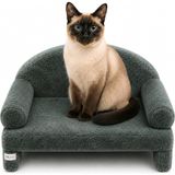 Reyo Pet Peluş Kedi Koltuğu, Kedi Kanepesi, Kedi Yatağı, Evcil Hayvan Dinlenme Koltuğu, Rahat Kedi Sofa Yatağı, 45x33x25 cm Adaçayı Gri - Antrasit