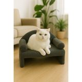 Reyo Pet Peluş Kedi Koltuğu, Kedi Kanepesi, Kedi Yatağı, Evcil Hayvan Dinlenme Koltuğu, Rahat Kedi Sofa Yatağı, 45x33x25 cm Antrasit
