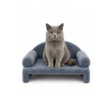 Reyo Pet Peluş Kedi Koltuğu, Kedi Kanepesi, Kedi Yatağı, Evcil Hayvan Dinlenme Koltuğu, Rahat Kedi Sofa Yatağı, 45x33x25 cm Çelik Mavisi