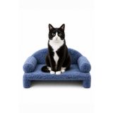 Reyo Pet Peluş Kedi Koltuğu, Kedi Kanepesi, Kedi Yatağı, Evcil Hayvan Dinlenme Koltuğu, Rahat Kedi Sofa Yatağı, 45x33x25 cm Lacivert
