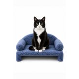 Reyo Pet Peluş Kedi Koltuğu, Kedi Kanepesi, Kedi Yatağı, Evcil Hayvan Dinlenme Koltuğu,45x33x25 cm Lacivert