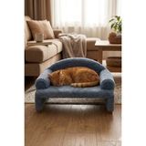 Reyo Pet Peluş Kedi Oturma Koltuğu Kedi Yatağı Çelik Mavisi