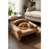 Reyo Pet Peluş Kedi Oturma Koltuğu Kedi Yatağı Kahve