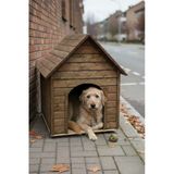 Reyo Pet Suya Soğuğa Dayanıklı Büyük Boy Ahşap Köpek Kulübesi Sokak Köpek Evi 100X100x78 Cm Ceviz
