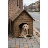 Reyo Pet Suya Soğuğa Dayanıklı Lüks Büyük Boy Ahşap Köpek Kulübesi 100 x 100 x 78 cm Ceviz