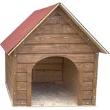 Reyo Pet Suya Soğuğa Dayanıklı Lüks Büyük Boy Ahşap Köpek Kulubesi Sokak Köpek Evi Kırmızı Çatılı 100X100x78 Cm Ceviz