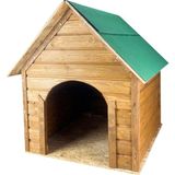 Reyo Pet Suya Soğuğa Dayanıklı Lüks Büyük Boy Ahşap Köpek Kulubesi Sokak Köpek Evi Yeşil Çatılı 100X100x78 Cm Ceviz
