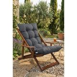 Reyo Puf Minderli Ahşap Kademeli Şezlong Bahçe&balkon&teras&plaj Katlanır Şezlong Ceviz Antrasit - Açık Ölçüleri (Orta Kademe): Uzunluk=85cm Yükseklik=80cm Genişlik=60cm