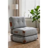 Reyo Pufymax Comfy Yeni Nesil Bohem Tekli Koltuk Yatak Olabilen Katlanır Berjer & Modüler Yer Yatağı 75x75x 85 cm Keten Gri