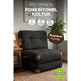 Reyo Pufymax Comfy Yeni Nesil Bohem Tekli Koltuk Yatak Olabilen Katlanır Berjer ve Modüler Yer Yatağı 75x75x 85 Cm Keten Siyah