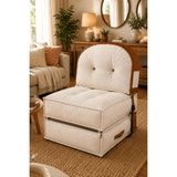 Reyo Pufymax Comfy Zen Oval Bohem Tekli Koltuk Yatak Olabilen Katlanır Berjer & Modüler Yer Yatağı 75x75x 90 cm Ekru