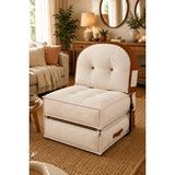 Reyo Pufymax Comfy Zen Oval Bohem Tekli Koltuk Yatak Olabilen Katlanır Berjer ve Modüler Yer Yatağı 75x75x 90 Cm Ekru